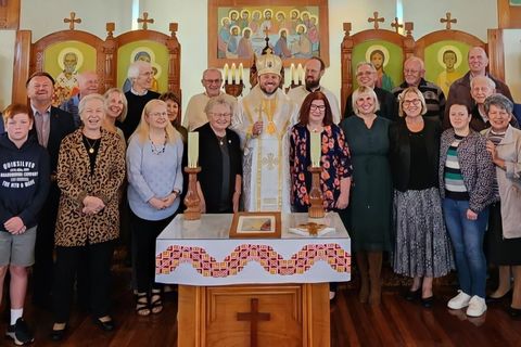 Bishop Mykola Bychok visited the parish in Newcastle