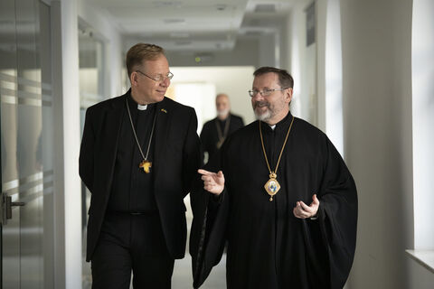 Архиєпископ Ґінтарас Ґрушас відвідав Патріарший собор Воскресіння Христового і зустрівся з Главою УГКЦ