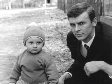 With his father Yuriy
