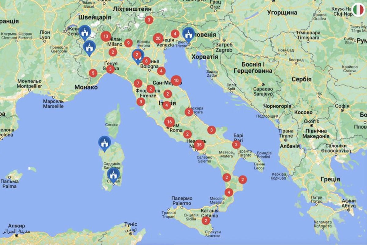 Створено інтерактивну карту громад Апостольського екзархату в Італії