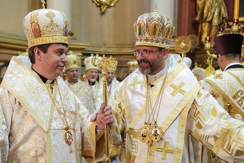 Блаженніший Святослав привітав владику Андрія Рабія з 5-річчям єпископської хіротонії