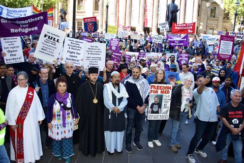 Bishop Mykola Bychok took part in the Walk for Justice for Refugees in Australia