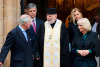 Принц Уельський і герцогиня Корноульська під час візиту до української католицької катедри в Лондоні, фото: AP