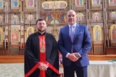 Bishop Mykola Cardinal Bychok meets with UWC President Paul Grod