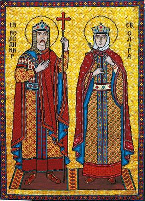 Saints Volodymyr and Olha. Embroidered Icon by Fr. Dmytro Blazheyovsky