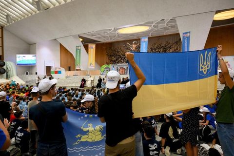 Ukrainian and Vatican summer camp children receive visit by Pope Leo